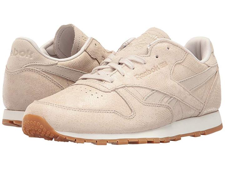 Reebok Lifestyle Classic Leather Exotic Print (stucco/chalk/sand Stone) Women's Classic Shoes