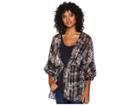 Bcbgeneration Plaid Floral Tie-waist Robe (black) Women's Clothing