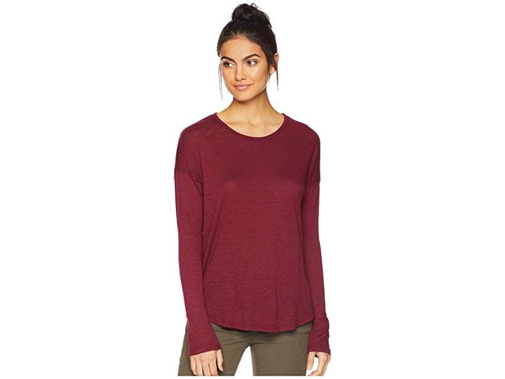 Splendid Long Sleeve Slub Drop Shoulder Tee (ruby) Women's T Shirt