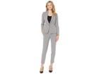 Tahari By Asl Pinstripe One-button Pants Suit (grey/ivory) Women's Suits Sets