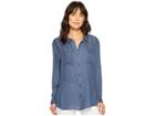 Pendleton Long Sleeve Silk Button Up (vintage Indigo) Women's Long Sleeve Button Up