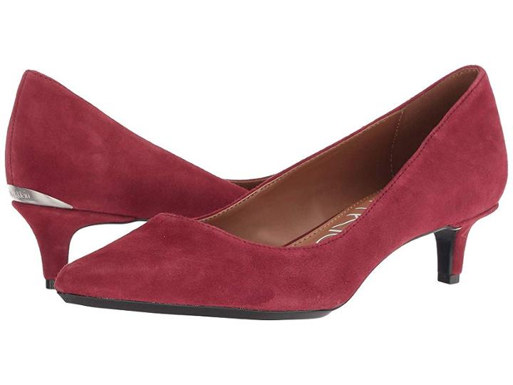Calvin Klein Gabrianna Pump (red Rock Leather) Women's 1-2 Inch Heel Shoes