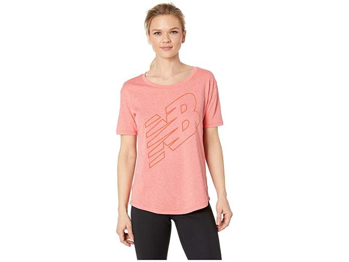 New Balance Heather Tech Graphic Tee (flame Heather) Women's Clothing
