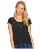Lucky Brand Embroidered Flower Tee (scarab) Women's T Shirt