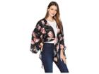Collection Xiix Large Floral Tie Front Kimono (black) Women's Clothing