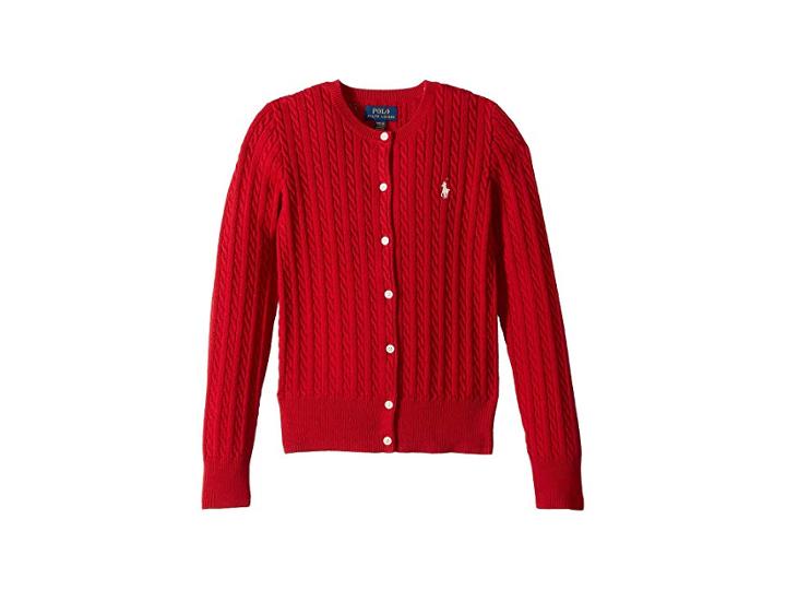Polo Ralph Lauren Kids Cable-knit Cotton Cardigan (little Kids/big Kids) (park Avenue Red) Girl's Sweater