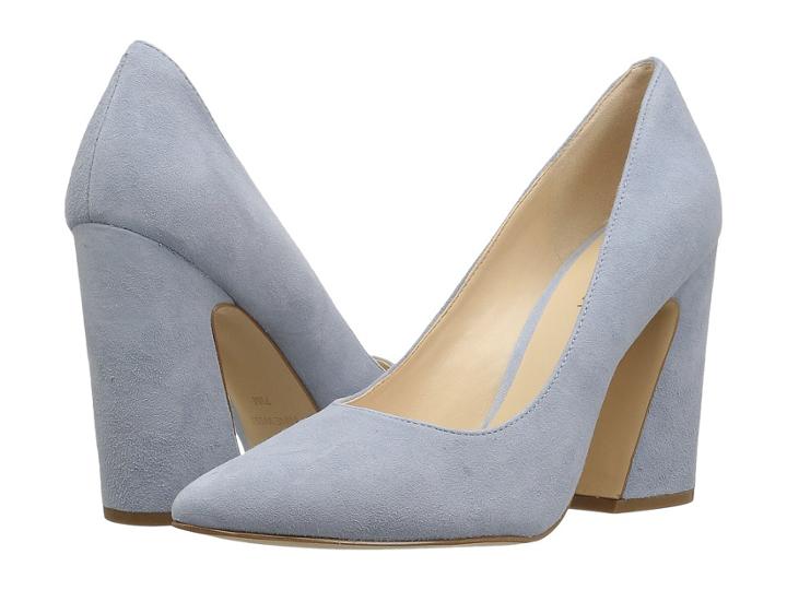 Nine West Henra Block Heel Sandal (powder Blue Isa Kid Suede) High Heels