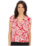Velvet By Graham & Spencer Cayne03 Challis Short Sleeve Blouse (red/ivory) Women's Blouse