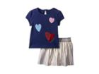 Kate Spade New York Kids Tossed Hearts Skirt Set (infant) (new Navy) Girl's Active Sets
