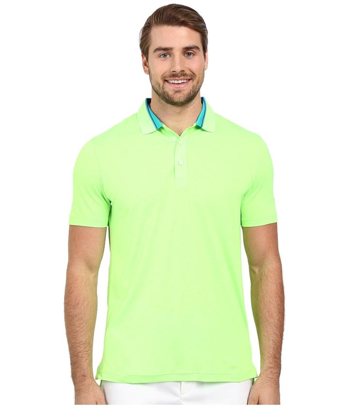 Puma Golf Short Sleeve Tailored Stripe Polo (green Gecko) Men's Short Sleeve Pullover