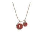 Steve Madden Thunder Pendants Ball Chain Necklace (yellow Gold-tone/red) Necklace