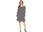 Michael Michael Kors Graphic Leopard Off Shoulder Dress (white/black) Women's Dress