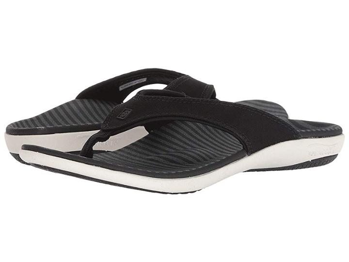 Spenco Yumi Canvas Stripe Sandal (black) Women's  Shoes
