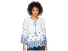Karen Kane Embroidered Bell Sleeve Top (off-white) Women's Clothing