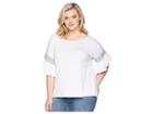 Vince Camuto Specialty Size Plus Size Drop Shoulder Smocked Ruffle Sleeve Top (ultra White) Women's Clothing