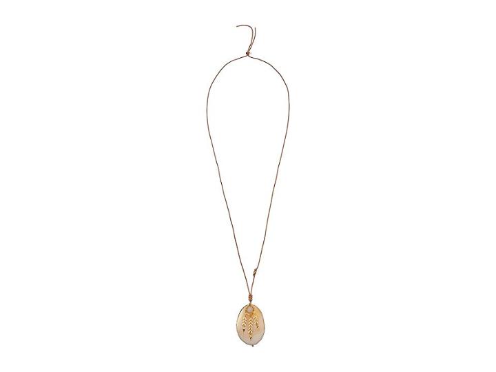Chan Luu Large Single Stone Necklace On Leather With Chevron Accents (moonstone Mix) Necklace
