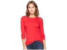 Lauren Ralph Lauren Zipper-trim Cotton-blend Top (crimson) Women's Clothing