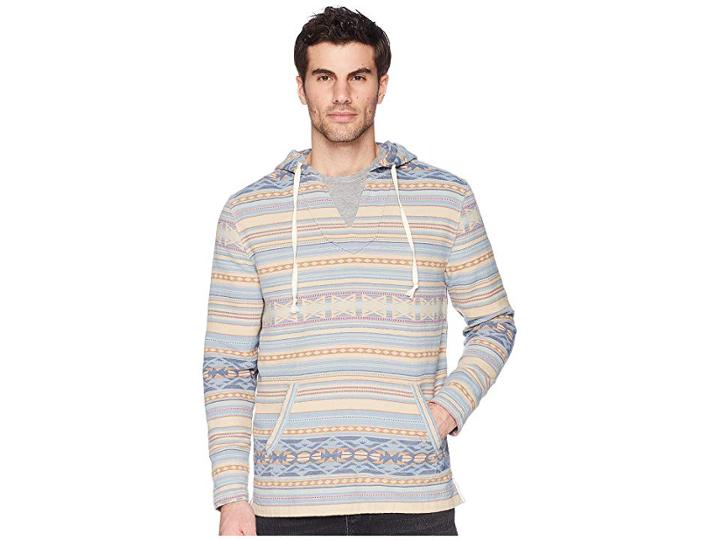 True Grit Baja Combed Cotton Vintage Washed Poncho With Stitch Details (faded Blue) Men's Coat
