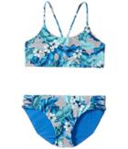 Seafolly Kids Jungle Geo Reversible Tankini Set (big Kids) (hawaii Blue) Girl's Swimwear Sets