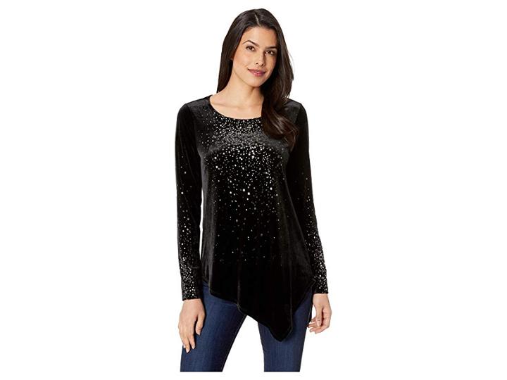 Karen Kane Metallic Splatter Print Top (black) Women's Clothing