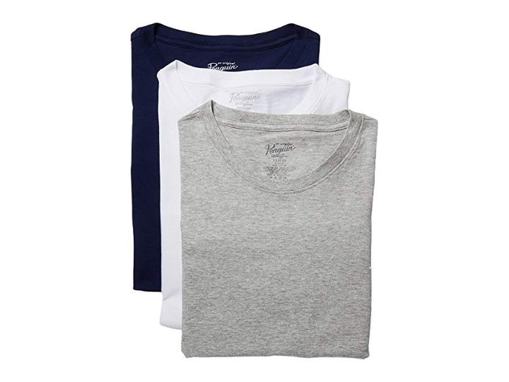 Original Penguin Slim Fit 3-pack Crew T-shirt (white/heather Grey/navy) Men's Pajama