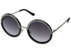 Guess Gf6059 (shiny Black With Silver/smoke Gradient Lens) Fashion Sunglasses