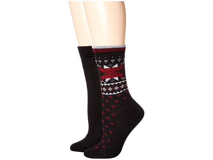 Hue Fair Isle Boot Socks 2-pair Pack (black) Women's Crew Cut Socks Shoes
