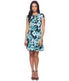 Michael Michael Kors Springtime Floral Dress (tile Blue/black Multi) Women's Dress