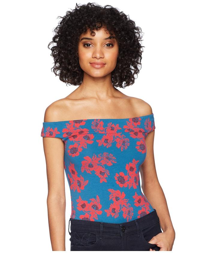 Free People So Much Bodysuit (blue Combo) Women's Jumpsuit & Rompers One Piece