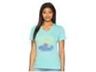 Life Is Good Sun Star Cool Vee Tee (cool Aqua) Women's T Shirt