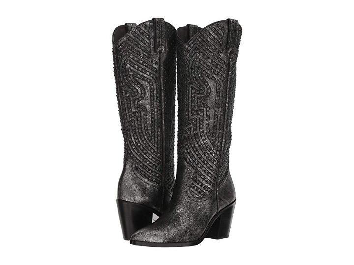 Frye Faye Stud Pull-on (anthracite Metallic Brush-off) Cowboy Boots