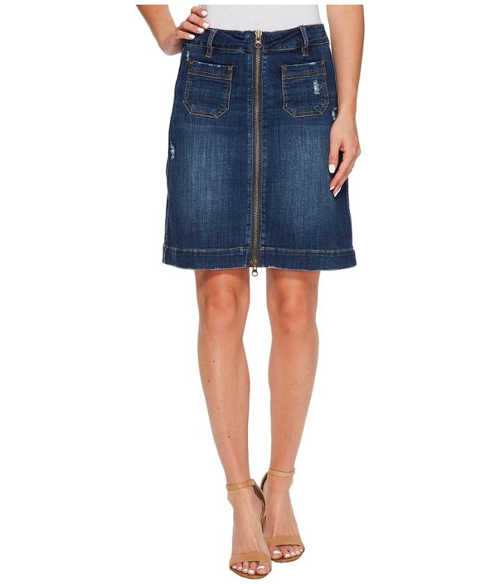 Jag Jeans Mccamey Zip Front Crosshatch Denim Skirt In Thorne Blue (thorne Blue) Women's Skirt