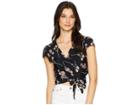 Flynn Skye That's A Wrap Crop Top (black Cherry Blossoms) Women's Clothing