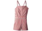 Polo Ralph Lauren Kids Striped Bow-back Cotton Romper (little Kids/big Kids) (red/white Multi) Girl's Jumpsuit & Rompers One Piece
