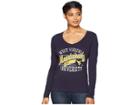 Champion College West Virginia Mountaineers Long Sleeve V-neck Tee (navy) Women's T Shirt