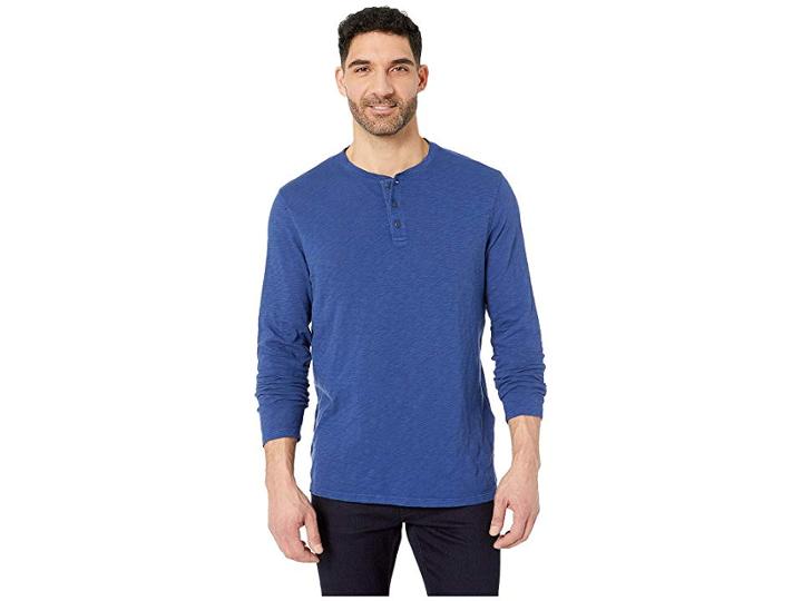 Vineyard Vines Jersey Garment Dye Slub Henley (deep Bay) Men's Clothing