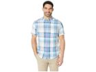 Nautica Short Sleeve Rivera Plaid Linen Shirt (riviera Blue) Men's Clothing