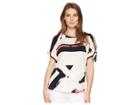 Ivanka Trump Printed Cold Shoulder Top With Open Hem (black Multi) Women's Clothing