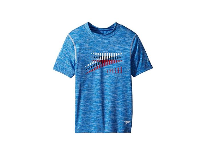 Speedo Kids Seeing Double Short Sleeve Swim Tee (little Kids/big Kids) (classic Blue) Boy's Swimwear