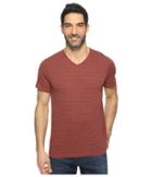 Agave Denim Hal Short Sleeve V-neck Tri-blend Jersey Stripe Block (tandoori Spice) Men's Clothing