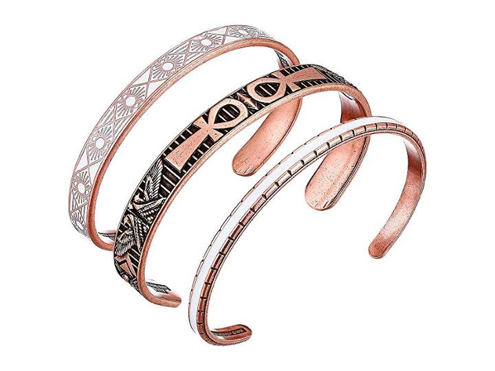Alex And Ani Ankh Cuff Bracelet Set (rose Gold) Bracelet