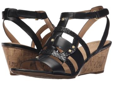 Naturalizer Hania (black Smooth/printed Snake) Women's Wedge Shoes
