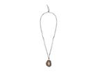 Chan Luu Large Single Stone Necklace On Leather With Chevron Accents (onyx Mix) Necklace