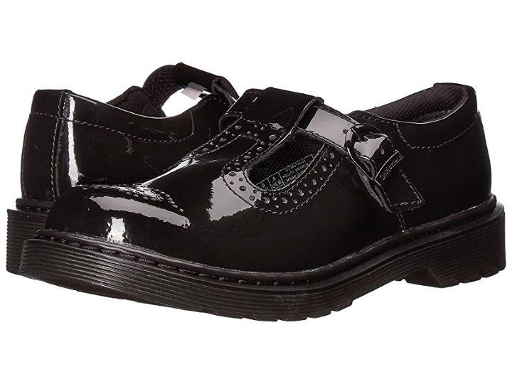 Dr. Martens Kid's Collection Polley Brogue (big Kid) (black Patent Lamper) Kid's Shoes