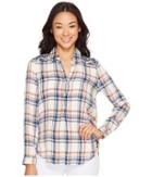 Lucky Brand Embroidered Plaid Top (natural Multi) Women's Clothing