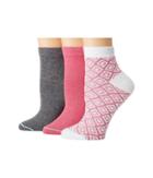 Hue Diamond Quarter Top Sock 3-pair Pack (pink Flirt Pack) Women's Quarter Length Socks Shoes