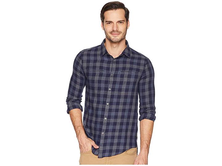 John Varvatos Star U.s.a. Long Sleeve Button Front Shirt (navy) Men's Clothing