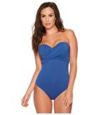 Seafolly Cd Wrap Front Bandeau One-piece Maillot (french Blue) Women's Swimsuits One Piece