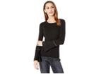 Michael Michael Kors Rib Flare Sleeve Heat Crew (black) Women's Sweater