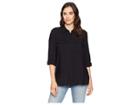 Two By Vince Camuto Long Sleeve Flowy Rumple Relaxed Utility Shirt (rich Black) Women's Clothing
